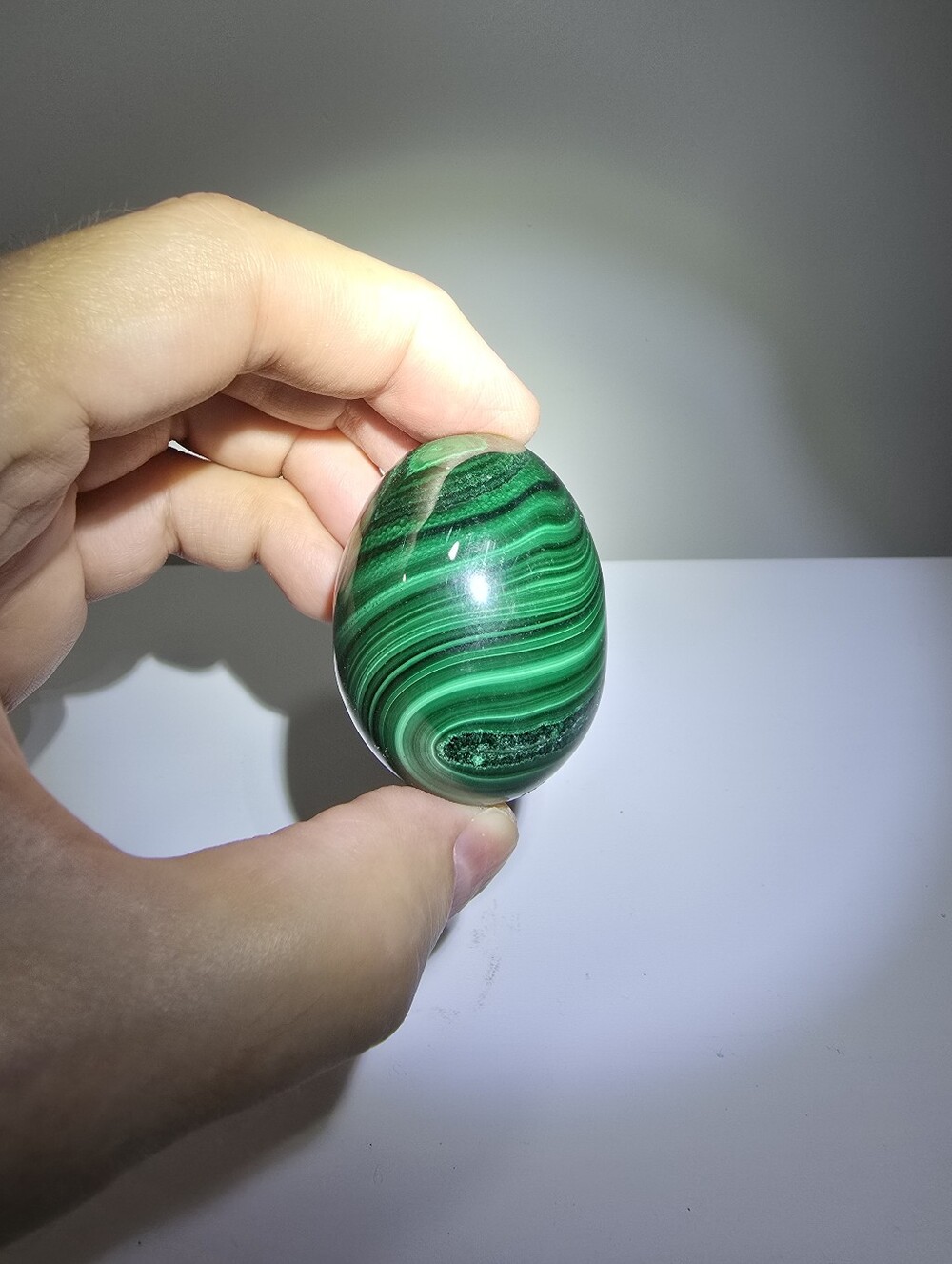 Malachite Crystal Egg Carving